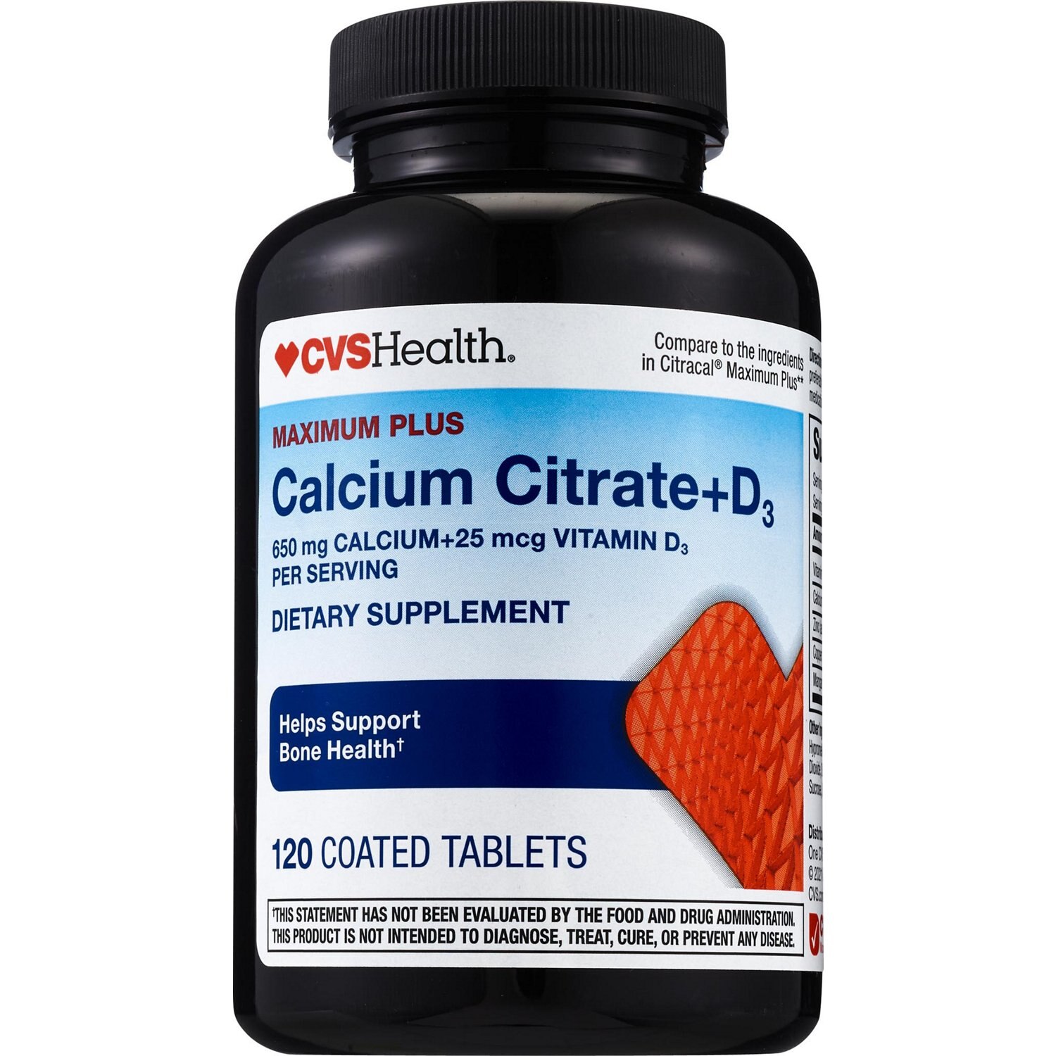 CVS Health Calcium Citrate + D3 Tablets, 120 CT
