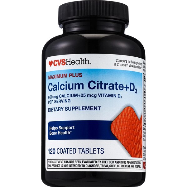 CVS Health Calcium Citrate + D3 Tablets, 120 CT