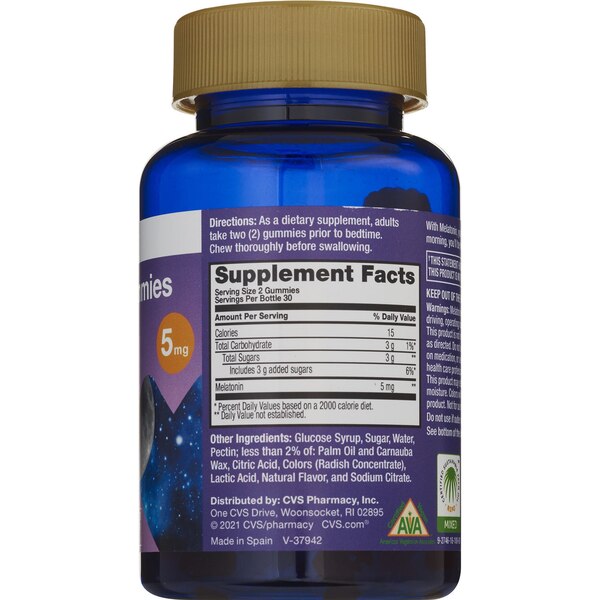 CVS Health Melatonin 5 MG Gummy, Strawberry, 60 CT
