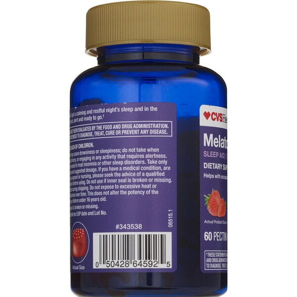CVS Health Melatonin 5 MG Gummy, Strawberry, 60 CT