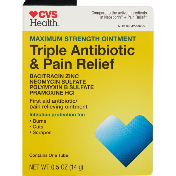 CVS Health - Pomada antibiótica y analgésica triple, Maximum Strength