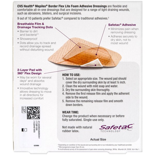 CVS Health Mepilex Border Lite Foam Adhesive Sterile Dressings