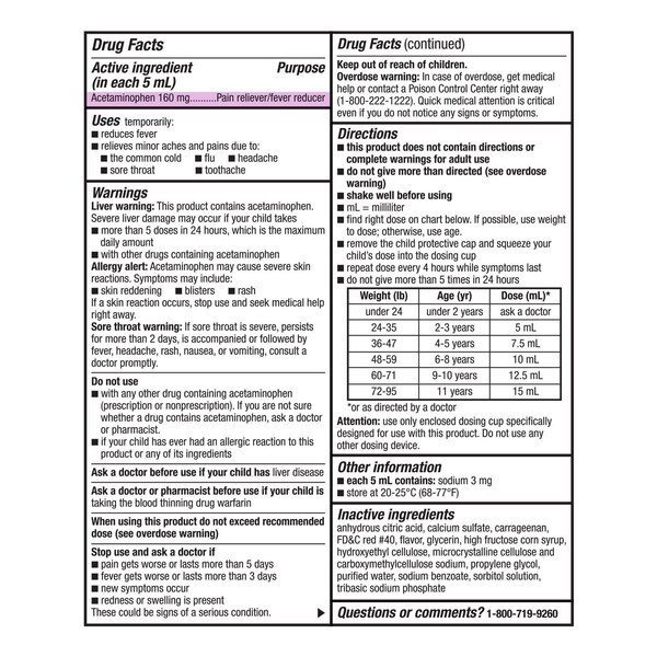 CVS Health Children's Acetaminophen Pain Reliever & Fever Reducer Oral Suspension