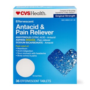 CVS Health Antacid & Pain Reliever Effervescent Tablets, Original Strength, 36 CT