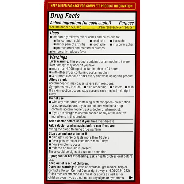 CVS Health Extra Strength Acetaminophen Pain Reliever & Fever Reducer 500mg Caplets