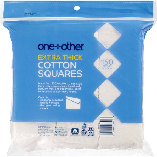 one+other Extra Thick Premium Cotton Squares, 150CT