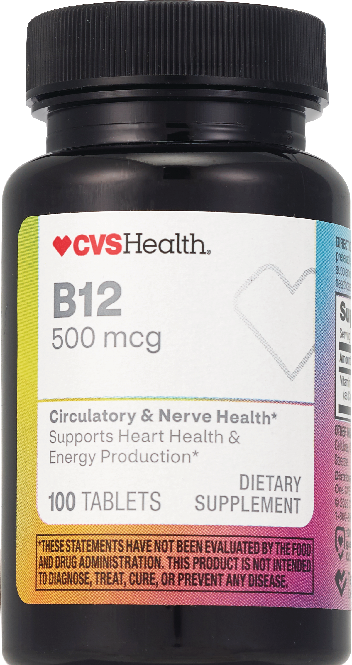 CVS Health - Vitamina B12 en tabletas, 500 mcg, 100 u.