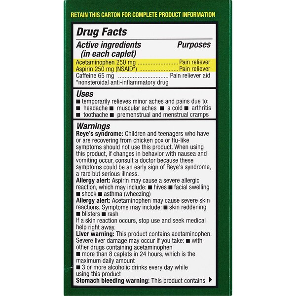 CVS Health Extra Strength Headache Relief Acetaminophen, Aspirin (NSAID) & Caffeine Caplets