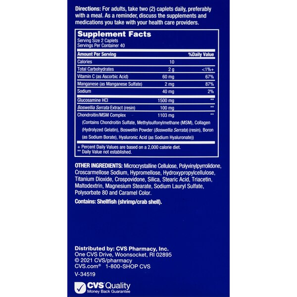 CVS Health Glucosamine Chondroitin with MSM Caplets