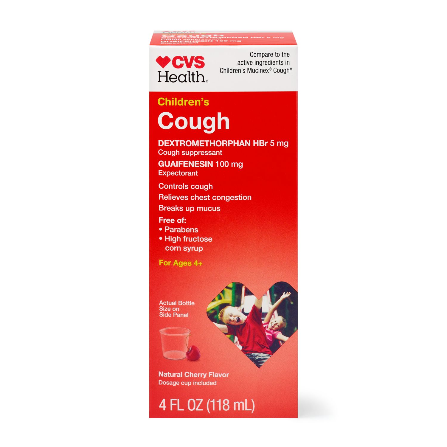 CVS Health Children's Mucus Relief Chest Congestion + Cough Liquid, Cherry, 4 OZ