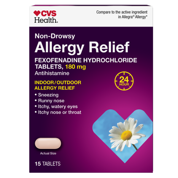 CVS Health 24HR Non Drowsy Allergy Relief Fexofenadine HCl Tablets