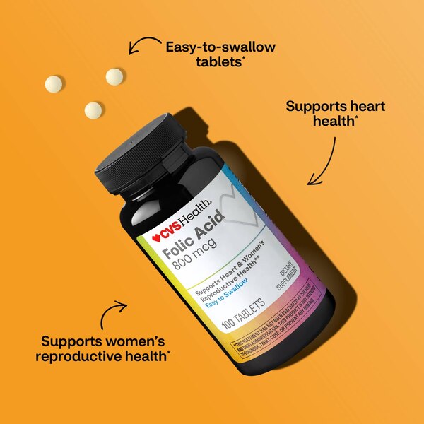 CVS Health Folic Acid Tablets, 100 CT