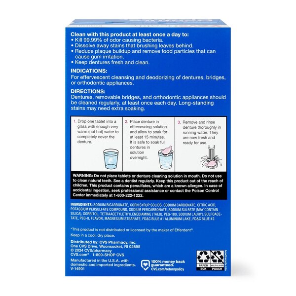 CVS Health Anti-Bacterial Denture Cleanser Tablets, 120 CT, 90 CT, 40 CT