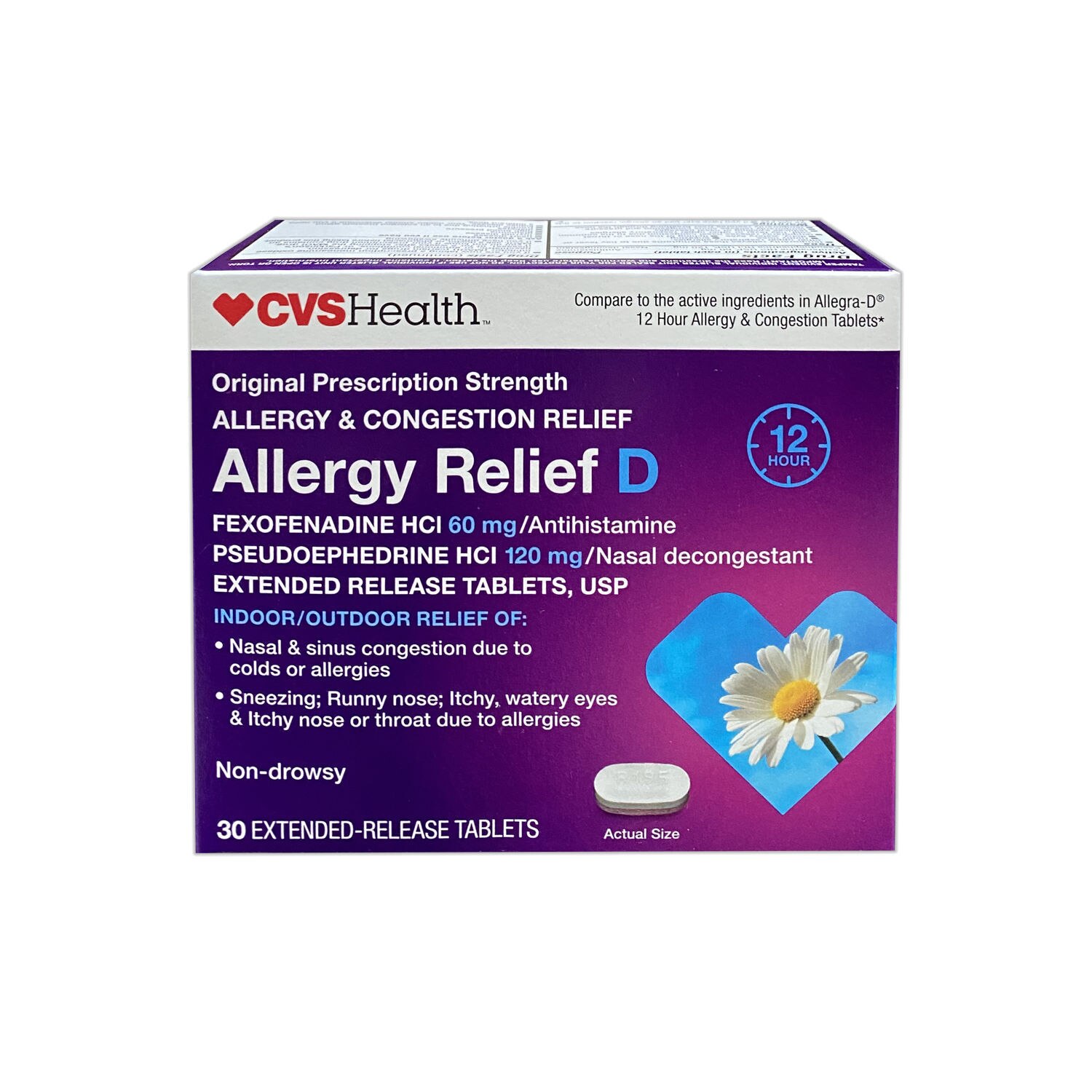 CVS Health Allergy Relief-D Extended-Release Tablets, Non-Drowsy