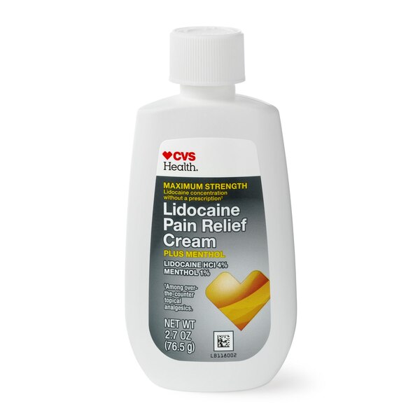 CVS Health Maximum Strength Lidocaine Pain Relief Cream Plus Menthol, 2.7 OZ