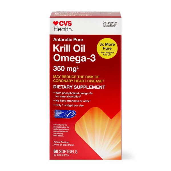 CVS Health Antarctic Krill Oil Omega-3 Softgels, 60 CT