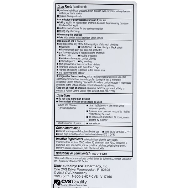CVS Health Ibuprofen Pain Reliever & Fever Reducer (NSAID) 200 MG Caplets