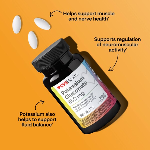 CVS Health Potassium Gluconate Caplets, 100 CT