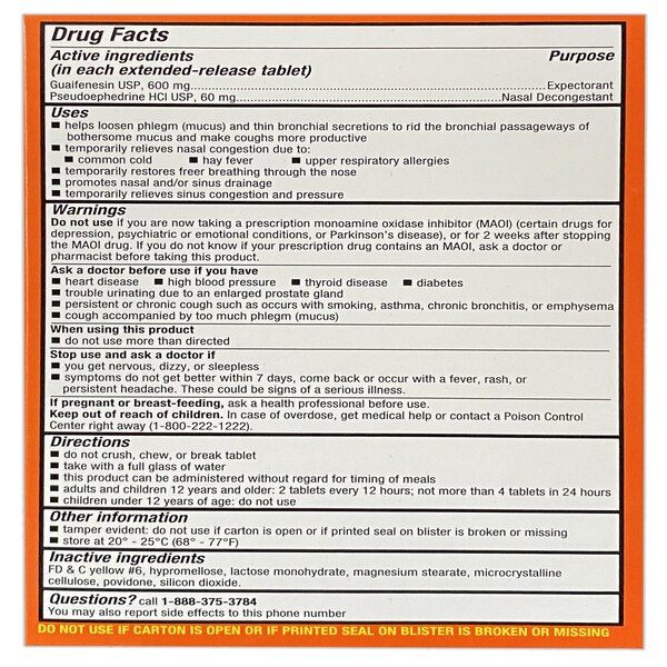 CVS Mucus-D Expectorant&Nasal Decong GU600+PE60 12Hr ER Tabs
