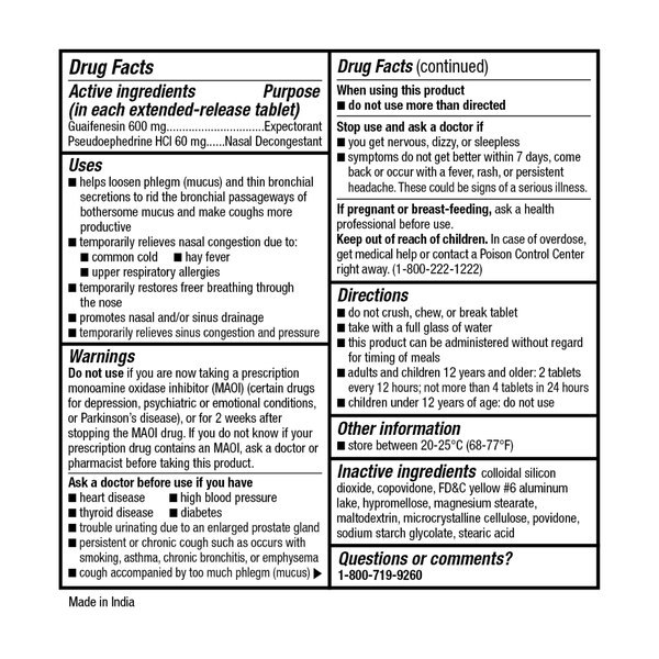CVS Mucus-D Expectorant&Nasal Decong GU600+PE60 12Hr ER Tabs
