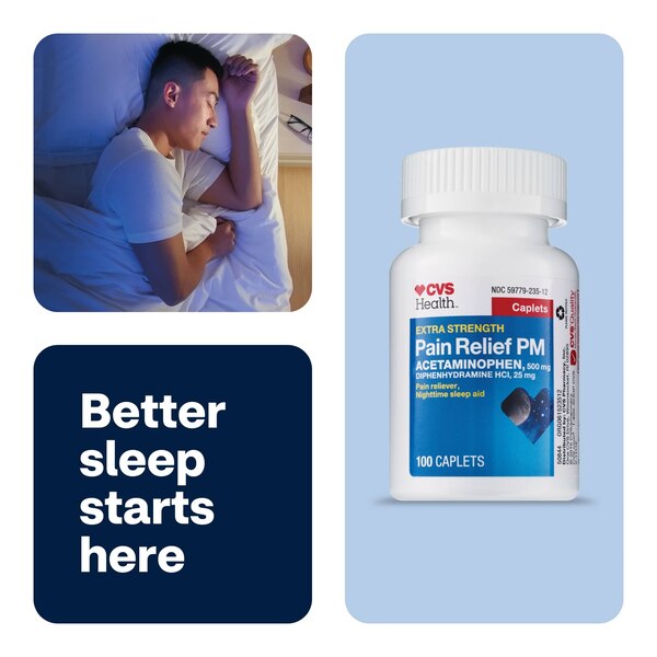 CVS Health Extra Stength Acetaminophen PM Pain Reliever & Nighttime Sleep-Aid Caplets