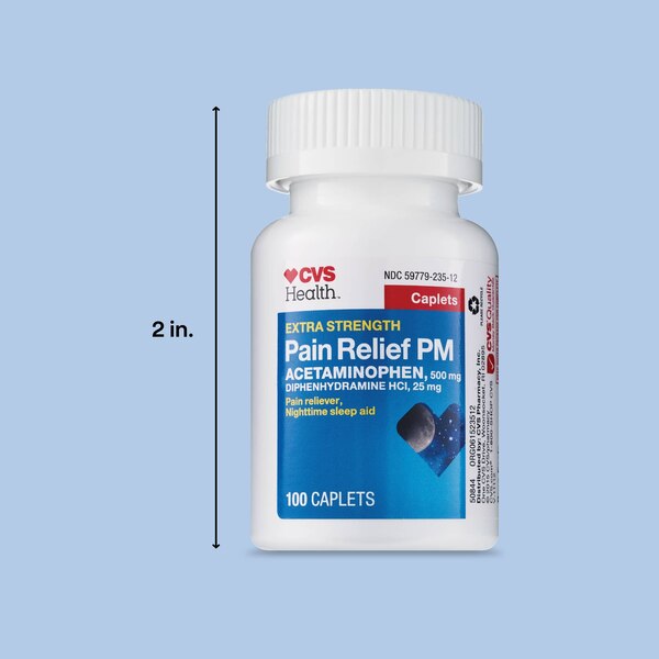 CVS Health Extra Stength Acetaminophen PM Pain Reliever & Nighttime Sleep-Aid Caplets