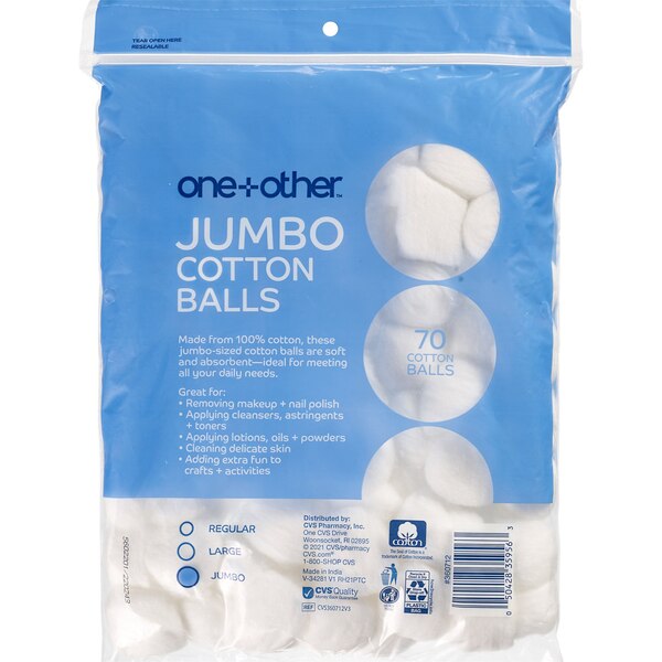 one+other Jumbo Absorbent Cotton Balls, 70CT