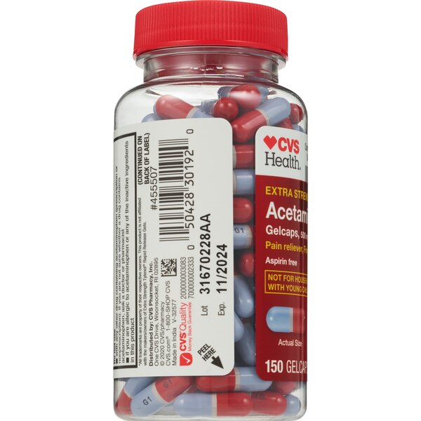 CVS Health Extra Strength Acetaminophen Pain Reliever & Fever Reducer 500 MG Gelcaps