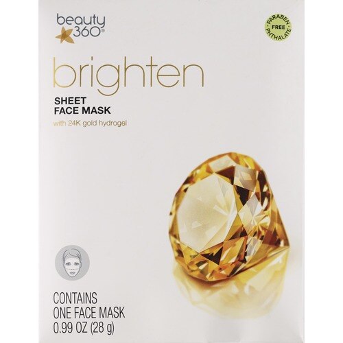 Beauty 360 Brighten Sheet Face Mask with 24K Gold Hydrogel