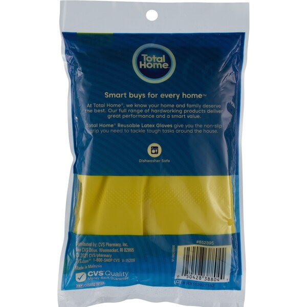 Total Home Household Latex Gloves Medium, 2 ct
