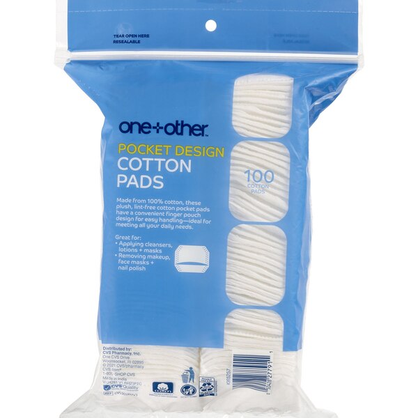 one+other Pocket Design Premium Cotton Pads, 100CT