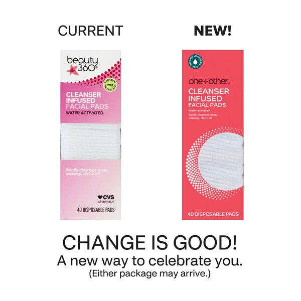 one+other Cleanser Infused Facial Pads, 40/Pack