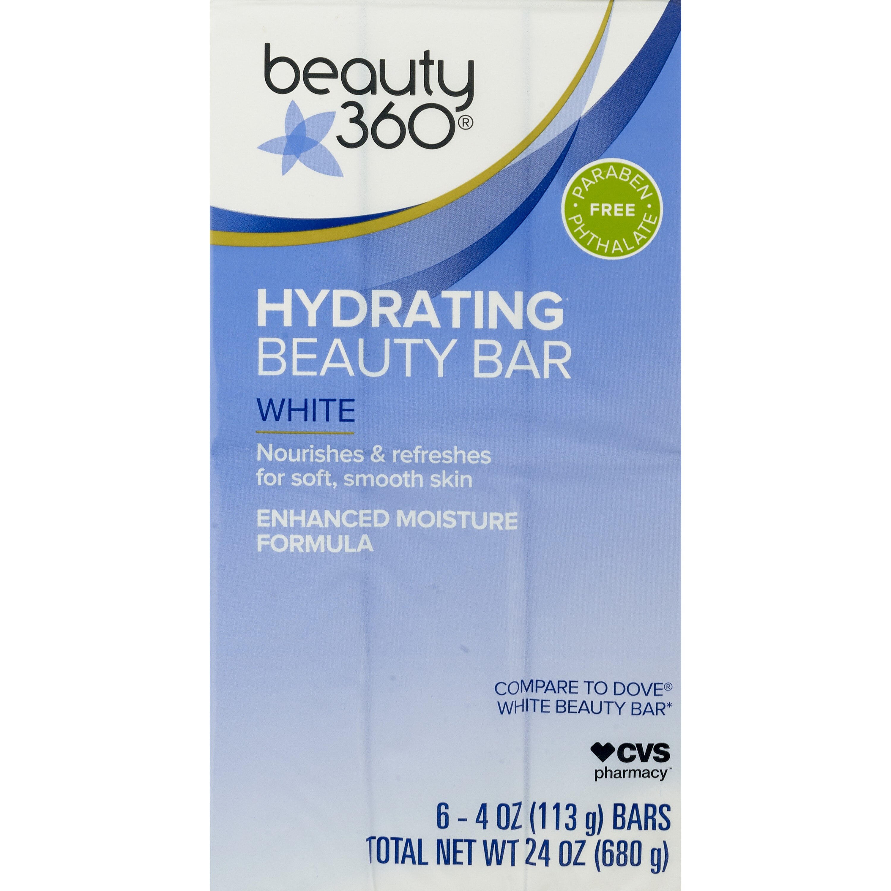 Beauty 360 - Barra de belleza, White, 4 oz, 6 u.