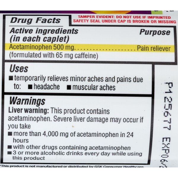 CVS Health Aspirin Free Tension Headache Acetaminophen & Caffeine Caplets