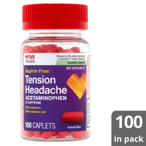 CVS Health Aspirin Free Tension Headache Acetaminophen & Caffeine Caplets