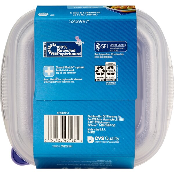 Total Home Food Storage Container 25 oz, 5 ct