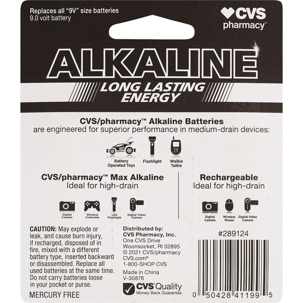 CVS Alkaline Batteries 9V