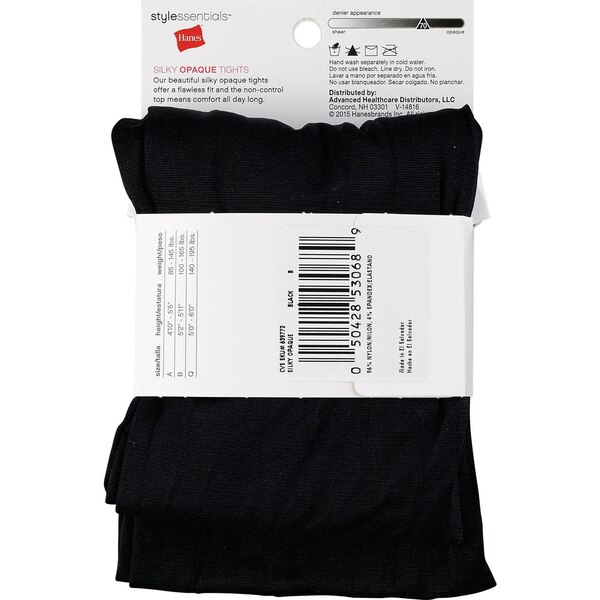 Style Essentials by Hanes Silky Opaque Tights, Black