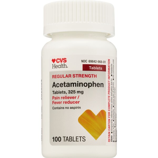 CVS Health Regular Strength Acetaminophen Pain Reliever & Fever Reducer 325 MG Tablets, 100 CT