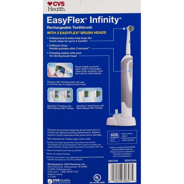 CVS Health EasyFlex Infinity Rechargeable Toothbrush with Antibacterial Bristles