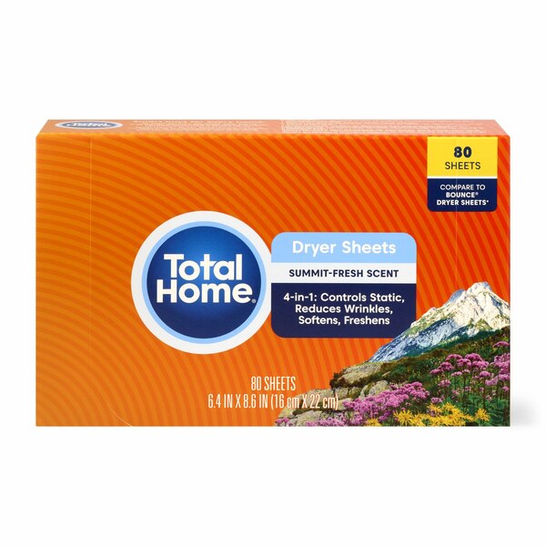 Total Home Fabric Softener Dryer Sheets, Summit Fresh