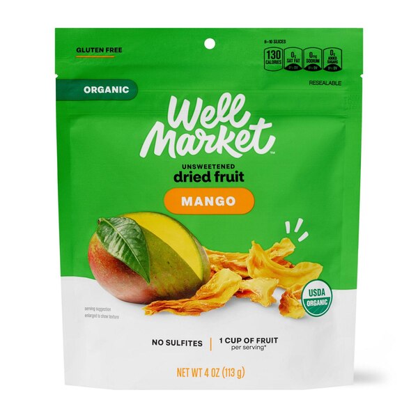 Well Market Organic Unsweetened Dried Mangoes, 4 oz