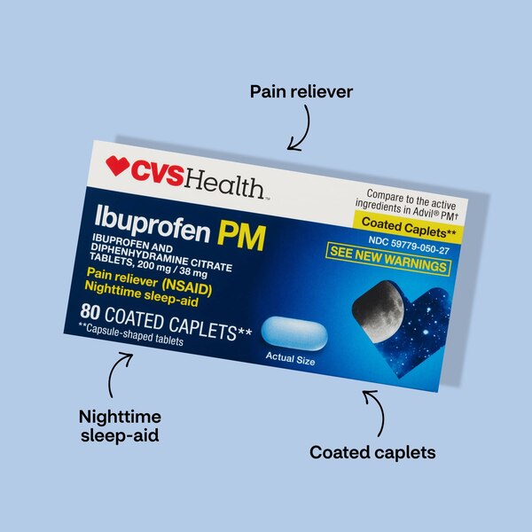 CVS Health Ibuprofen PM Pain Reliever & Nighttime Sleep-Aid Coated Caplets