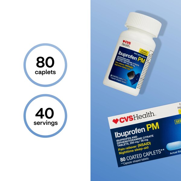 CVS Health Ibuprofen PM Pain Reliever & Nighttime Sleep-Aid Coated Caplets