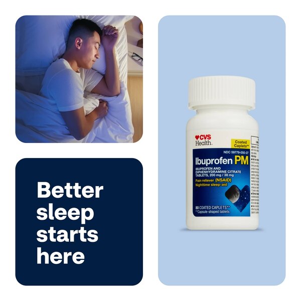 CVS Health Ibuprofen PM Pain Reliever & Nighttime Sleep-Aid Coated Caplets
