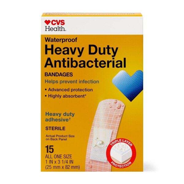 CVS Health Heavy Duty Waterproof Anti-Bacterial Bandages