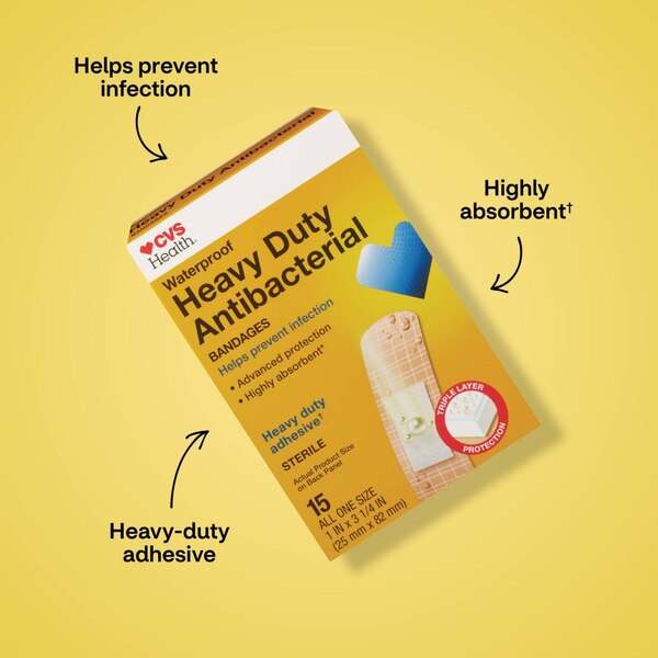 CVS Health Heavy Duty Waterproof Anti-Bacterial Bandages