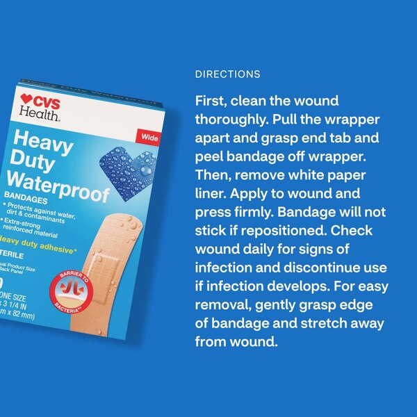 CVS Health Heavy Duty Waterproof Anti-Bacterial Bandages