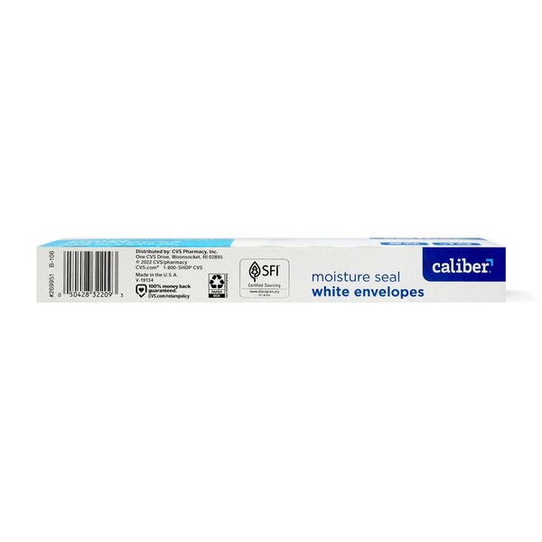 Caliber Plain White Moisture Seal Envelopes, 50 ct