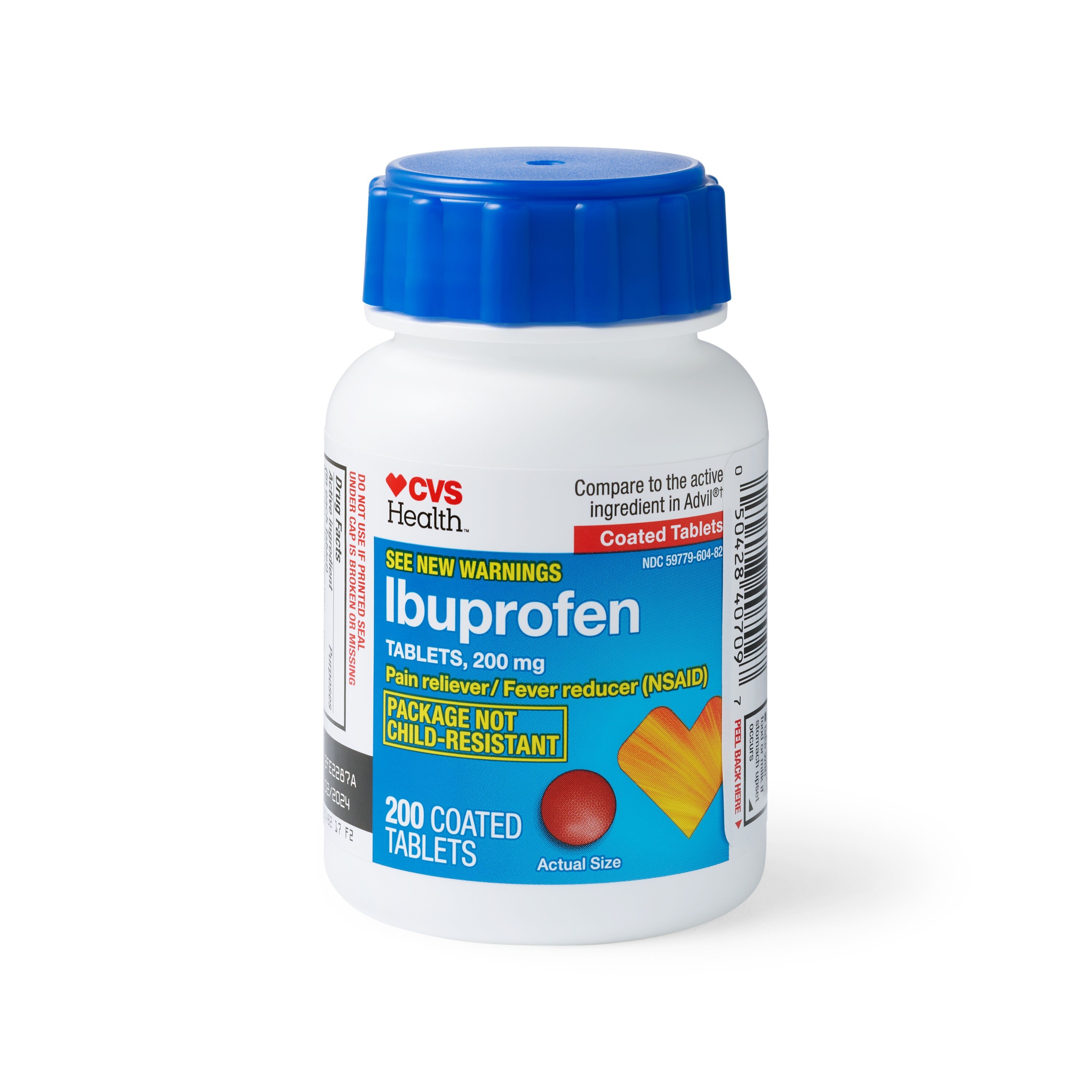 CVS Health - Ibuprofen en tabletas recubiertas, 200 mg, 200 u.